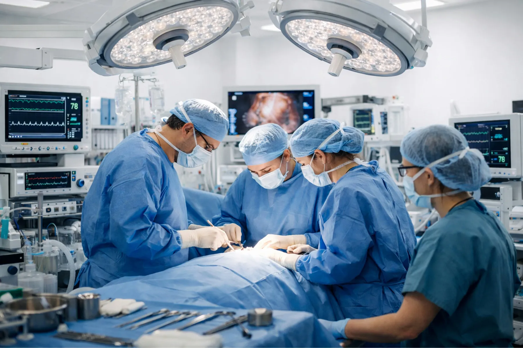 Surgical care team collaborating in the operating room